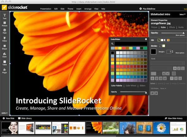 SLIDEROCKET
SlideRocket es una plataforma de presentación en línea que permite a los usuarios crear, gestionar, compartir y presentaciones medida.