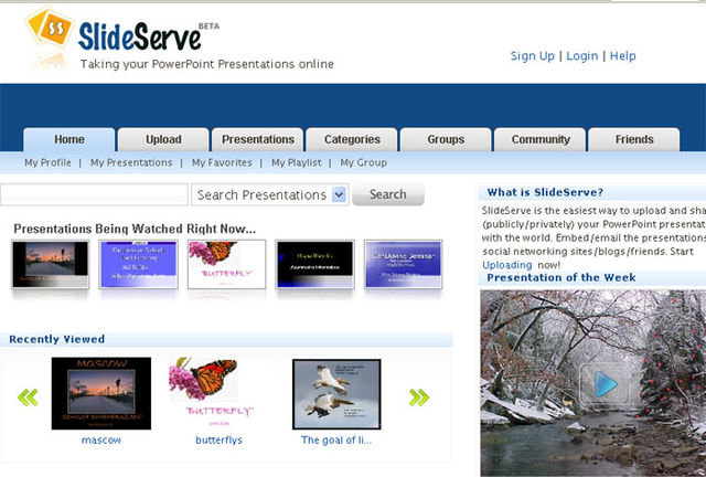 SLIDESERVE
SlideServe tiene una manera fácil de subir y compartir presentaciones de PowerPoint con el mundo. Insertar las presentaciones a los sitios de redes sociales, blogs de amigos, etc.